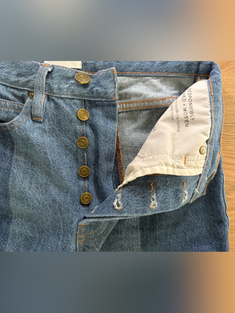 FRAME Atelier of Denim Gale Wide Leg Two Tone Panel Jeans Button Fly Women’s 27 - Picture 4 of 10